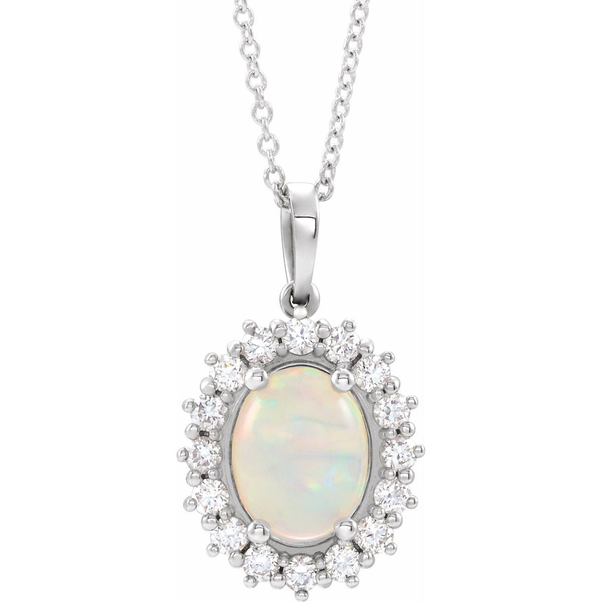 Opal & Diamond Halo Pendant