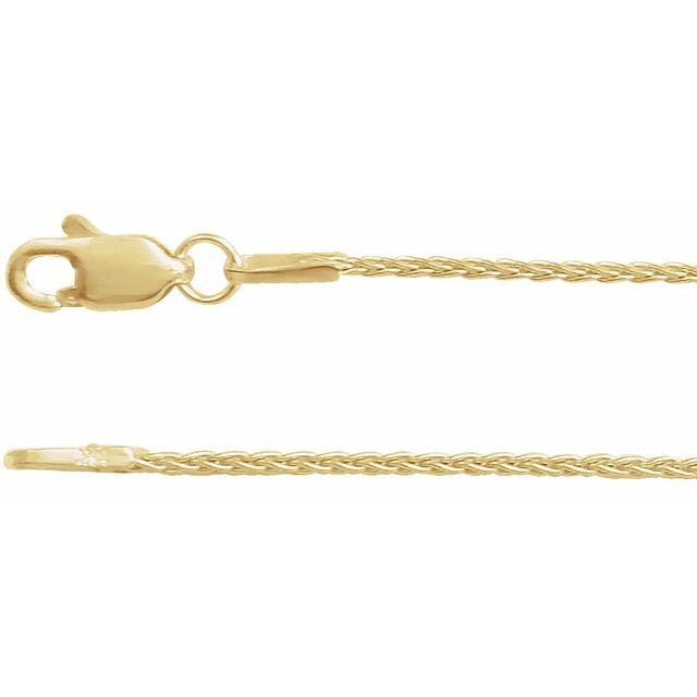 1mm wheat gold chain necklace in 14k yellow gold, 16 inch