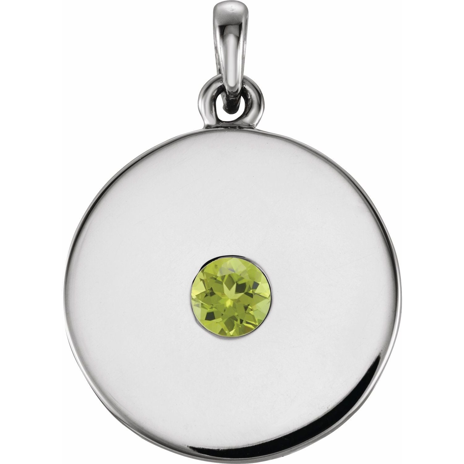 Peridot Disc Pendant Necklace in 14K White Gold
