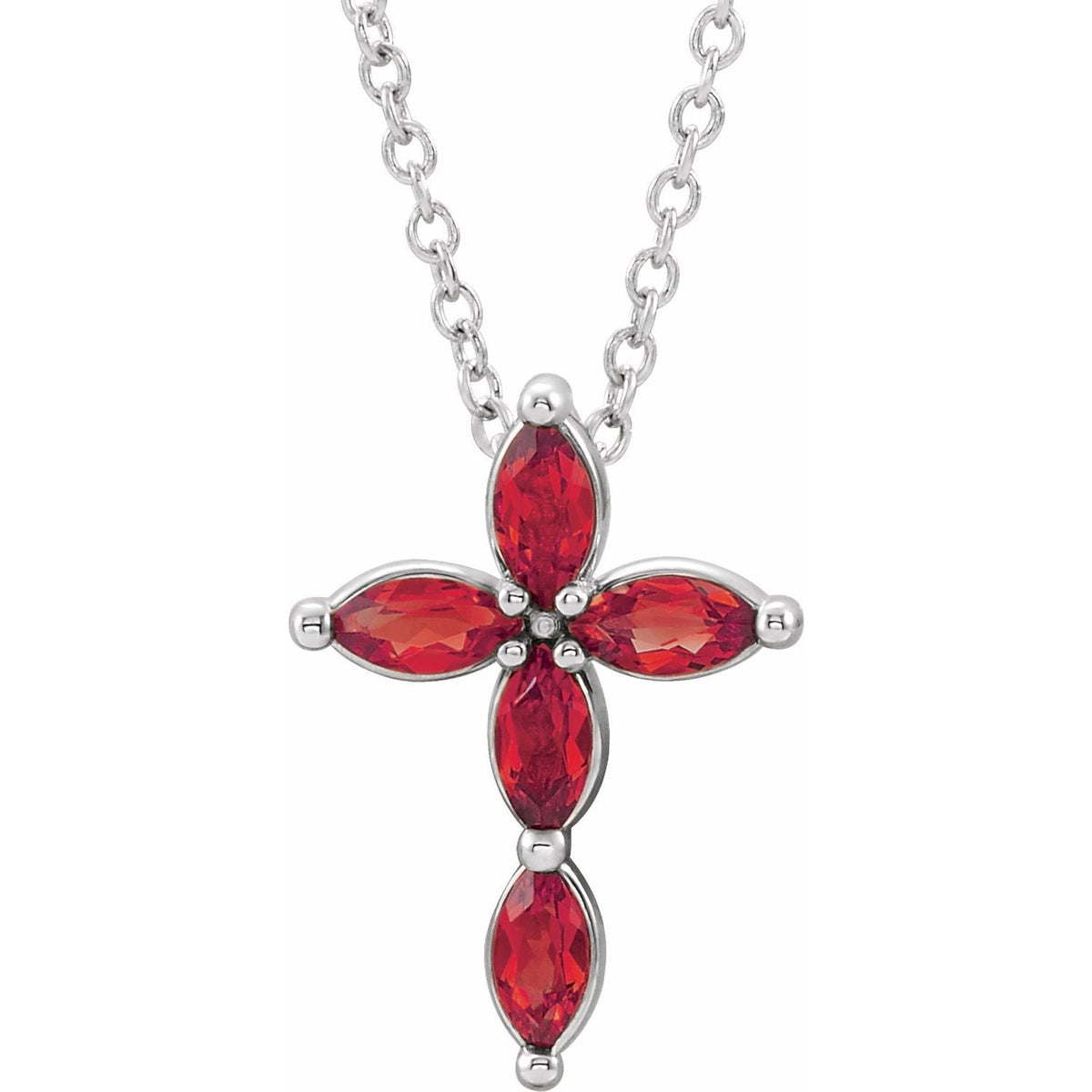 Marquise Ruby Cross Pendant