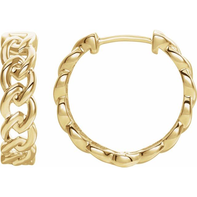 chain-link gold hoop earrings in 14k yellow gold