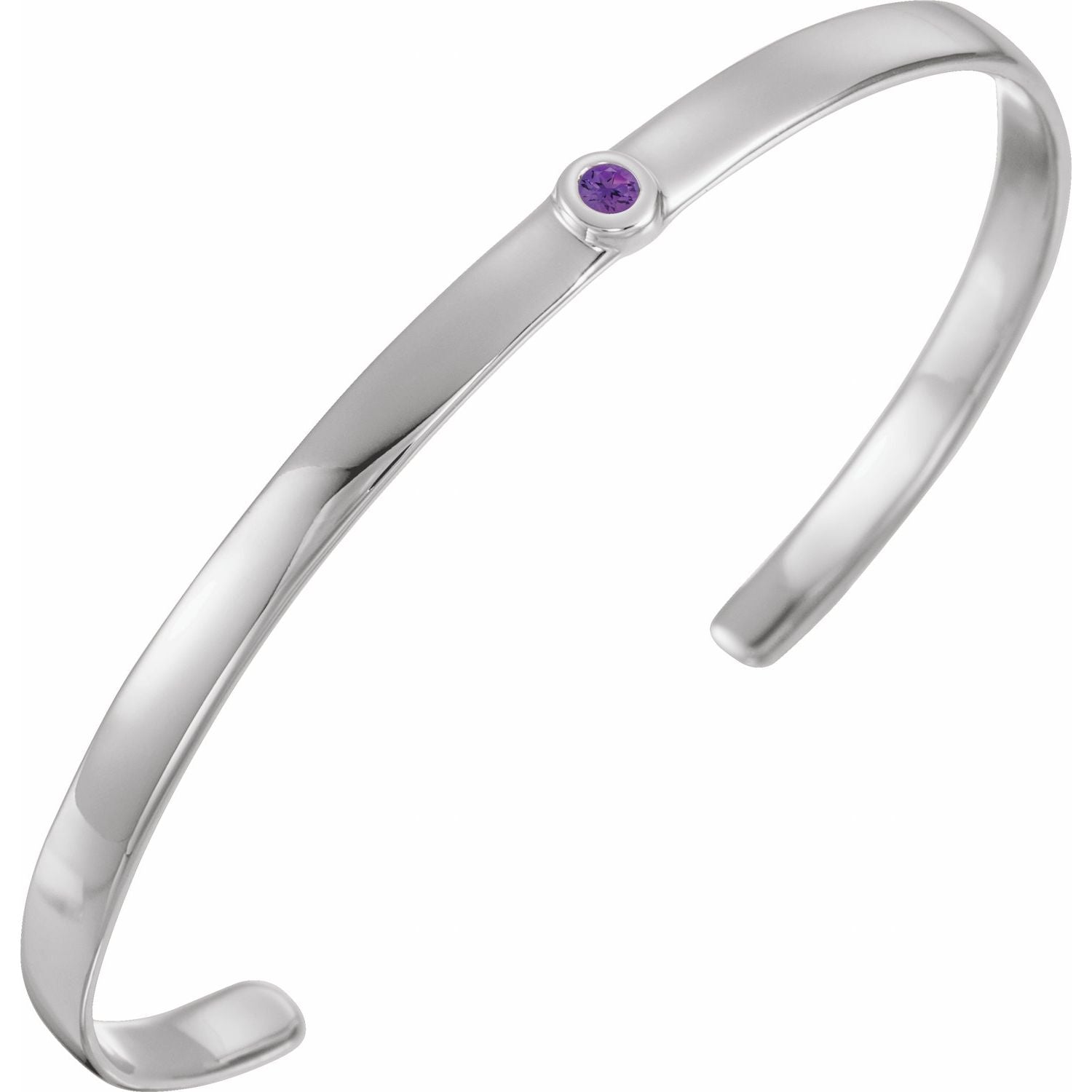 14K White Gold bezel-set amethyst amethyst cuff bracelet