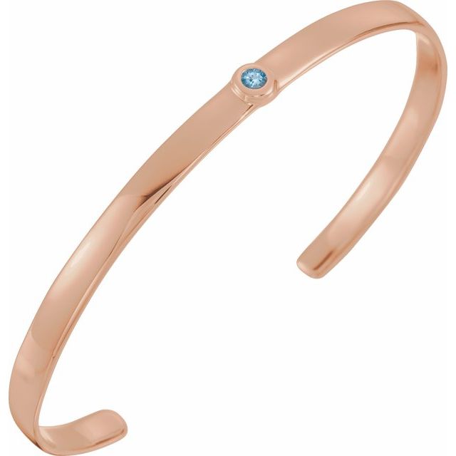bezel-set aquamarine cuff bracelet in 14k rose gold