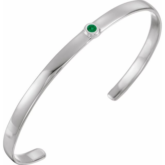 bezel-set emerald cuff bracelet in 14k white gold