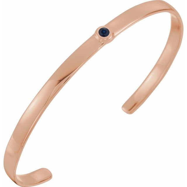 bezel-set blue sapphire cuff bracelet in 14k rose gold