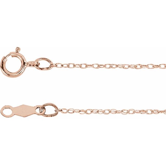 1.5mm rope gold chain necklace in 14k rose gold, 16 inch