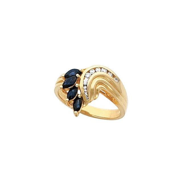 Marquise Sapphire Grooved Cocktail Ring