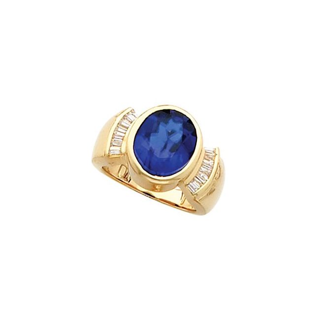 Oval Sapphire Bezel-Set Right-Hand Ring