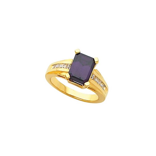 Emerald-Cut Amethyst Accented Ring