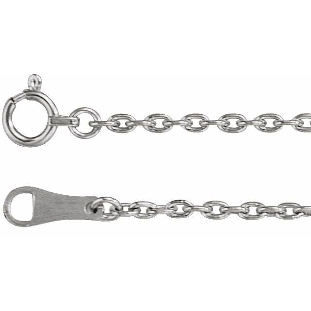 1.7mm cable chain necklace in 18k white gold, 18"