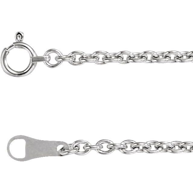 2.2mm cable gold chain necklace in 18k white gold, 18 inch