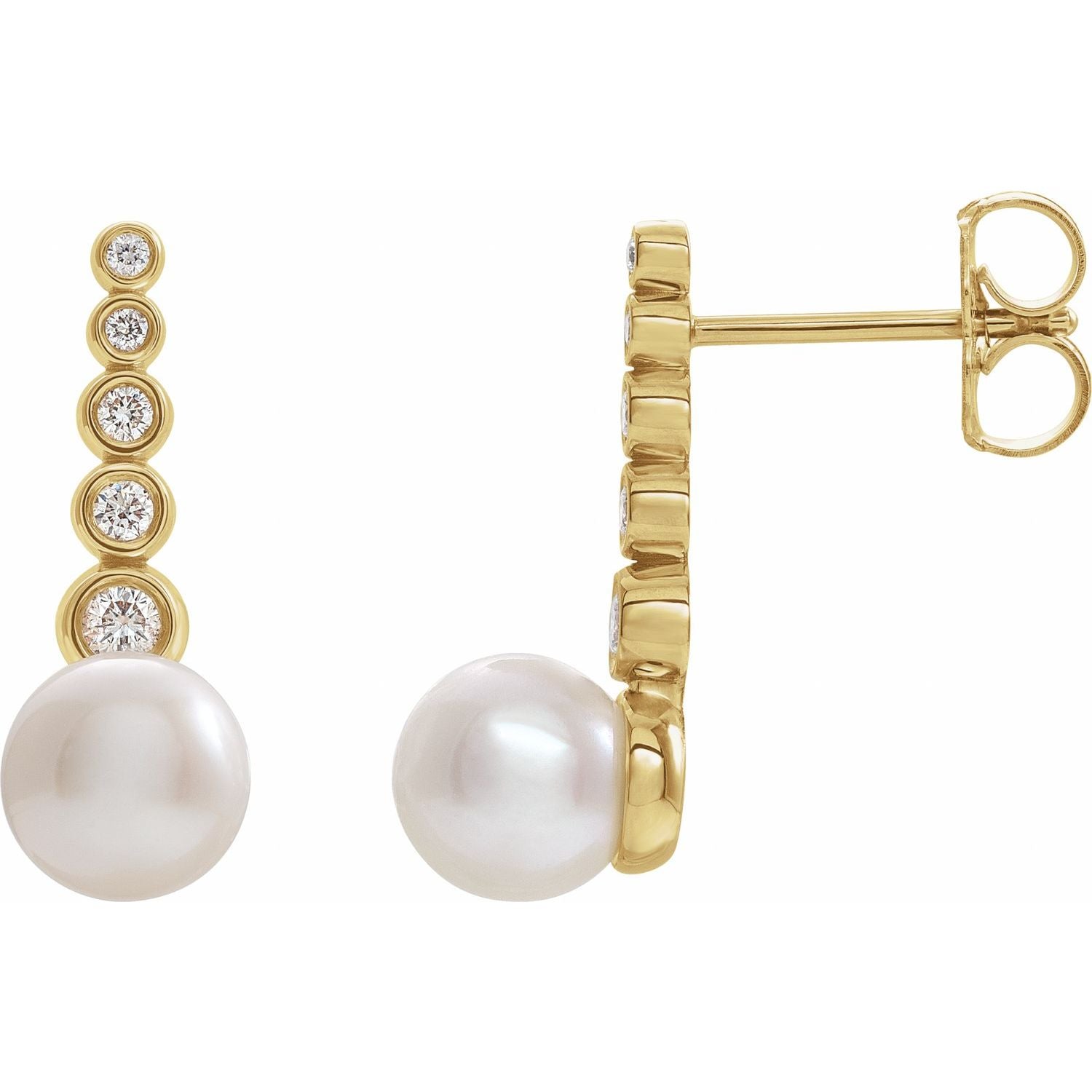 Cultured Freshwater Pearl drop earrings in 14K Yellow Gold
