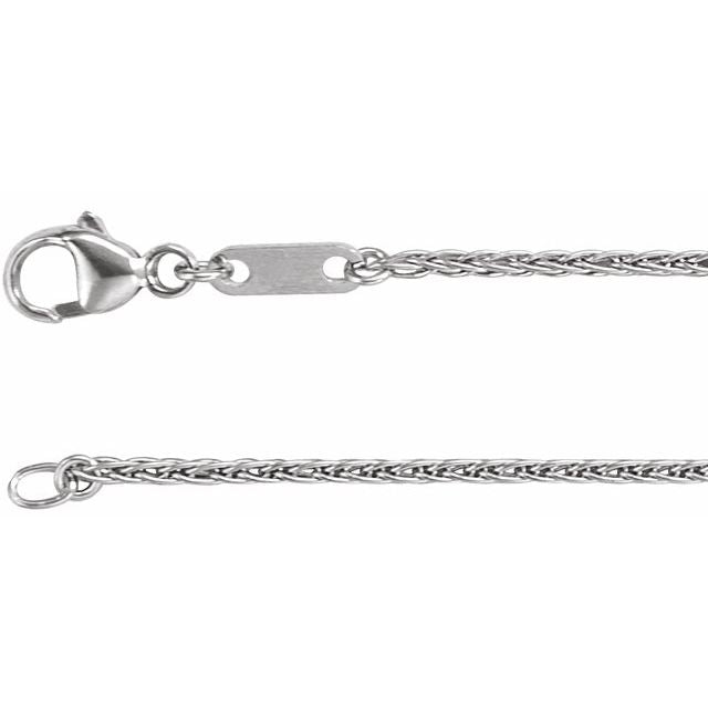 1.2mm wheat gold chain necklace in 10k white gold, 16 inch