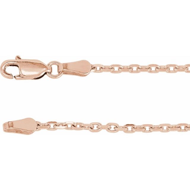 2mm diamond-cut cable chain necklace in 14k rose gold, 16"