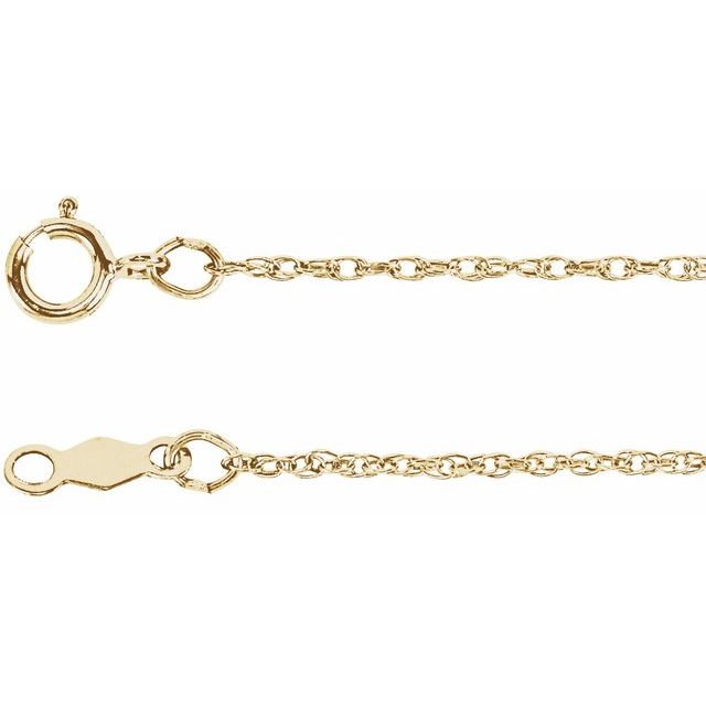 1mm rope chain necklace in 14k yellow gold, 16 inch