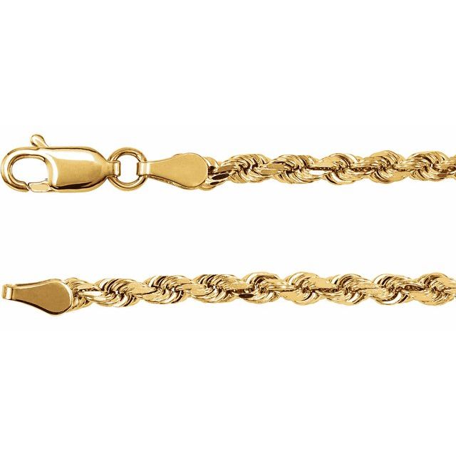 3mm diamond-cut rope chain necklace in 14k yellow gold, 16 inch