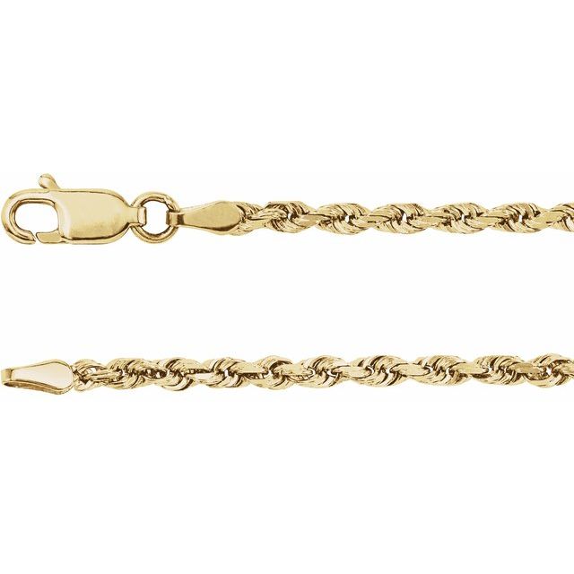 2.5mm diamond-cut rope chain necklace in 14k yellow gold, 16 inch