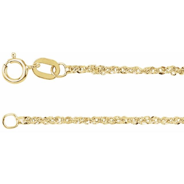 1.2mm diamond-cut singapore gold chain necklace in 14k yellow gold, 18 inch