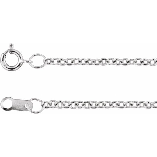1.5mm cable chain necklace in 14k white gold, 16"