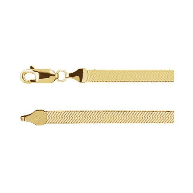 3.8mm bold herringbone chain necklace in 14k yellow gold, 16 inch
