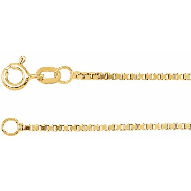1.3mm diamond-cut box chain necklace in 14k yellow gold, 16 inch