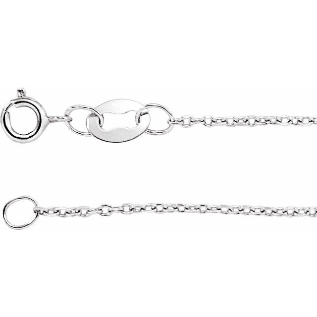 1mm diamond-cut cable chain necklace in 14k white gold, 16"
