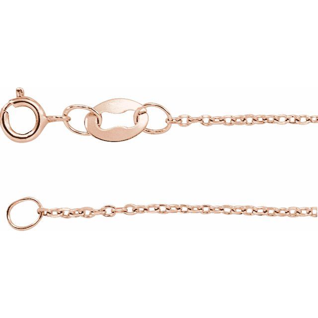 1mm diamond-cut cable chain necklace in 14k rose gold, 16"