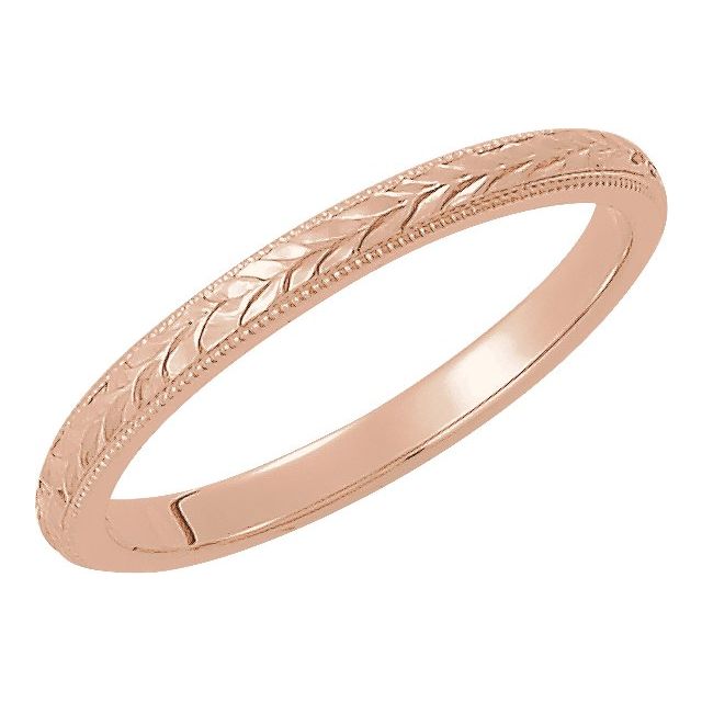 2mm wheat-pattern engraved stacking band in 14K Rose Gold