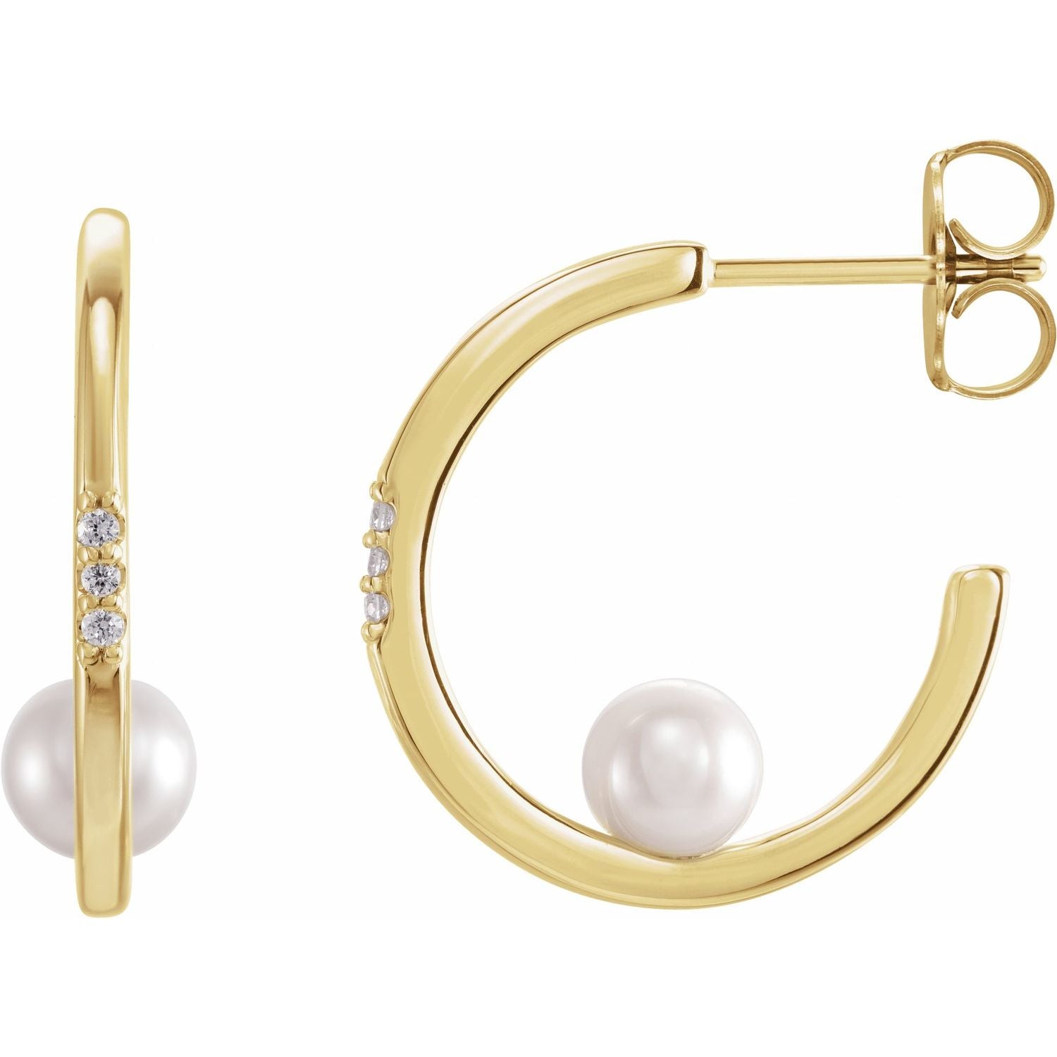 Cultured Freshwater Pearl hoop earrings in 14K Yellow Gold