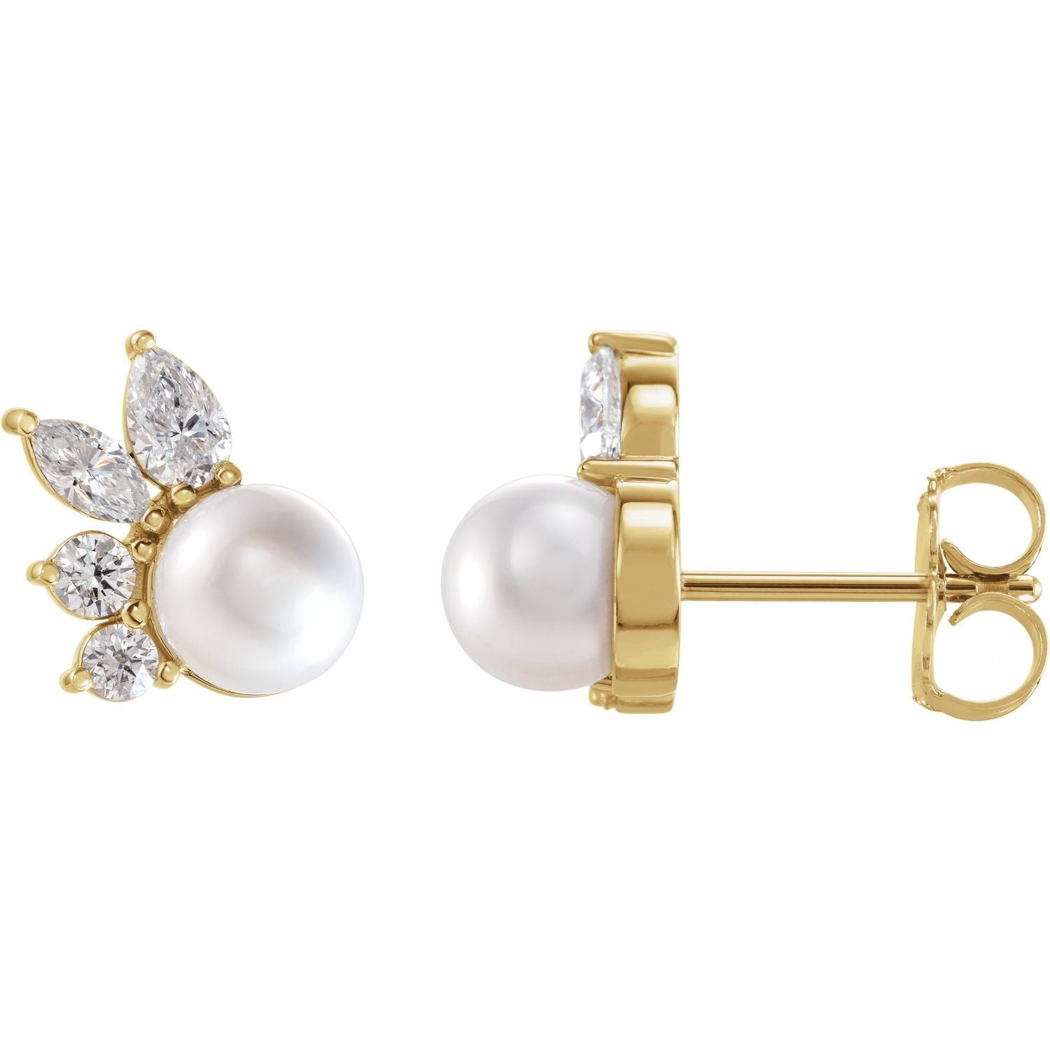 Cultured Akoya Pearl stud earrings in 14K Yellow Gold