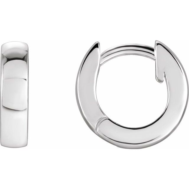 petite 9.5 mm hinged gold hoop earrings in 14k white gold