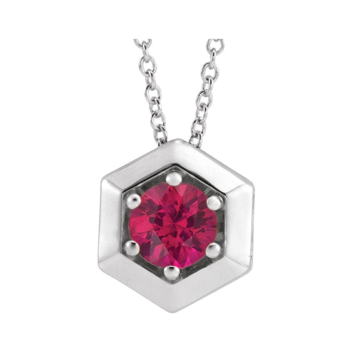 Geometric Lab-Grown Ruby Pendant