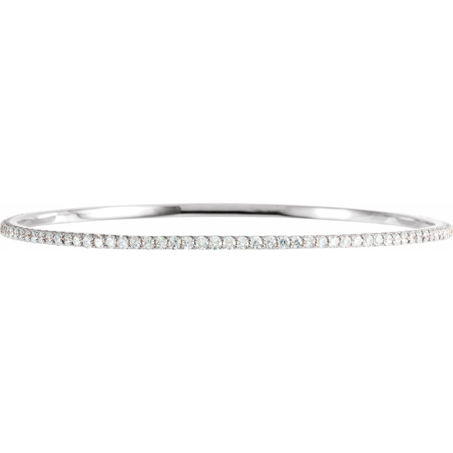 14K White Gold round lab-grown diamond stackable diamond bangle bracelet, G-H SI-I1