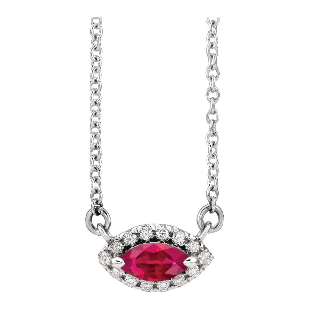 Marquise Diamond Halo Ruby Pendant