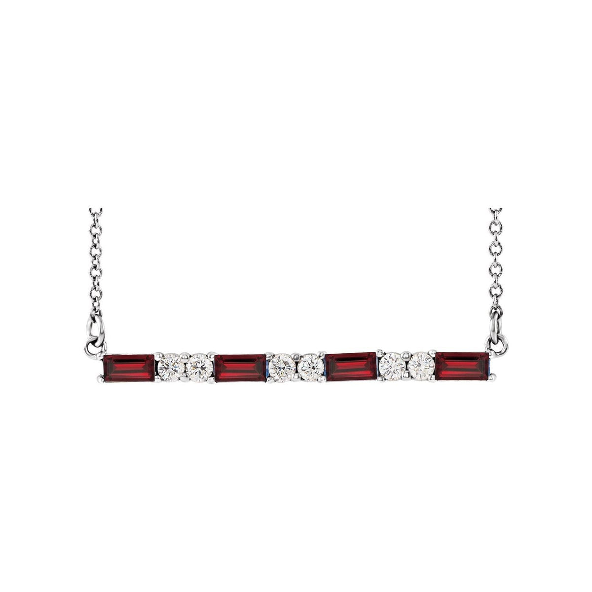 Garnet & Diamond Baguette Bar Pendant