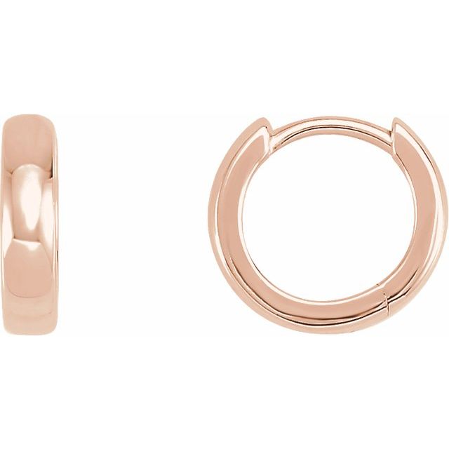 medium hinged gold hoop earrings in 14k rose gold, 11.5 mm