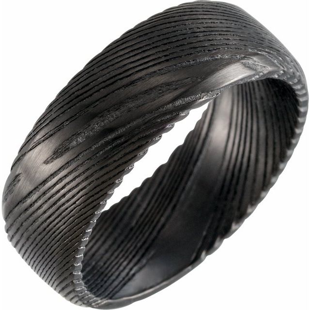 black damascus steel 8mm beveled flat men's wedding band