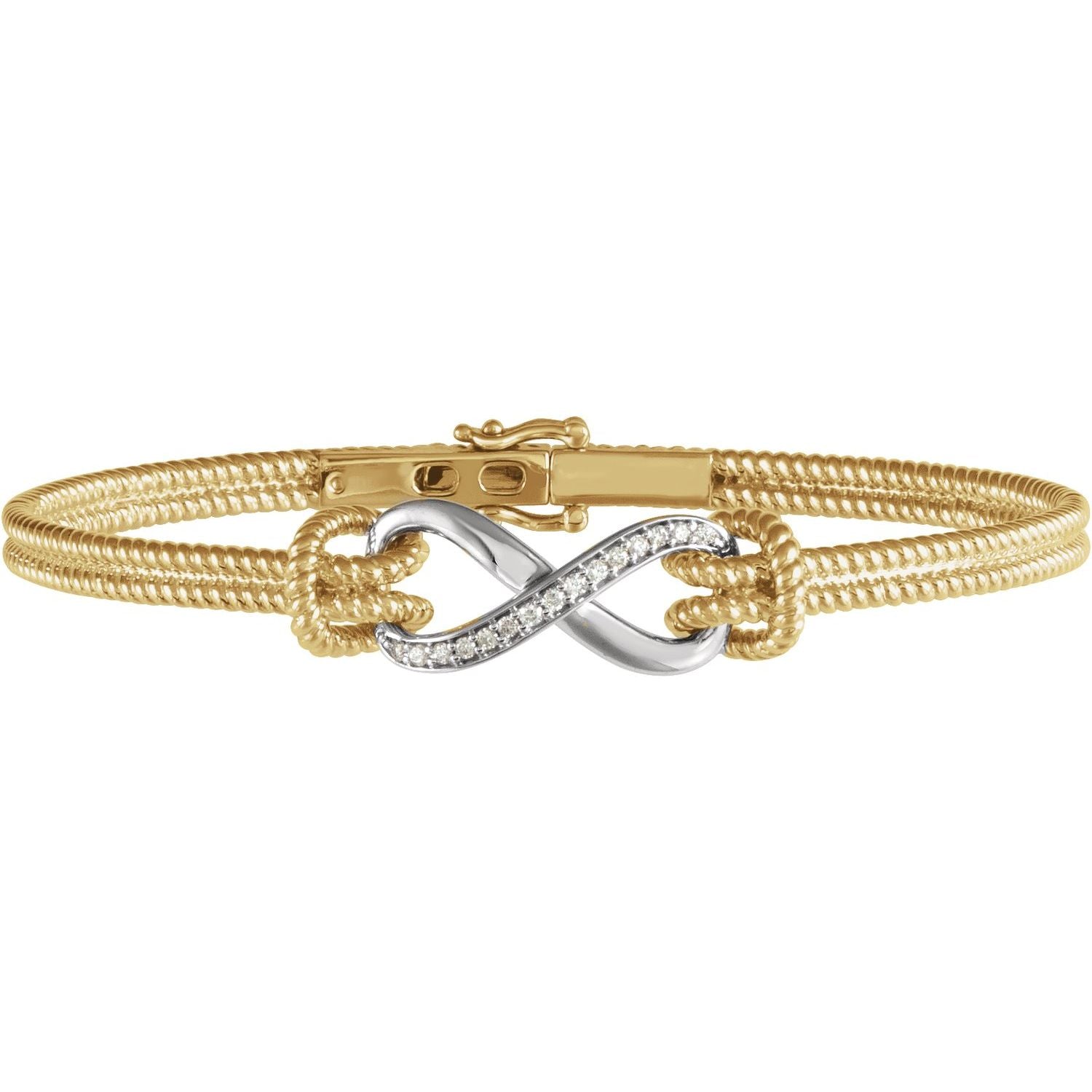 14K Yellow & White Gold two-tone diamond bangle bracelet