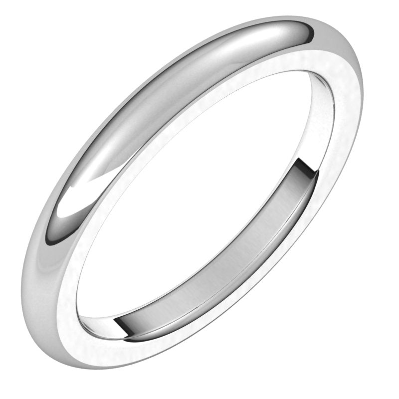 2.5mm half round wedding band in 18K White Gold