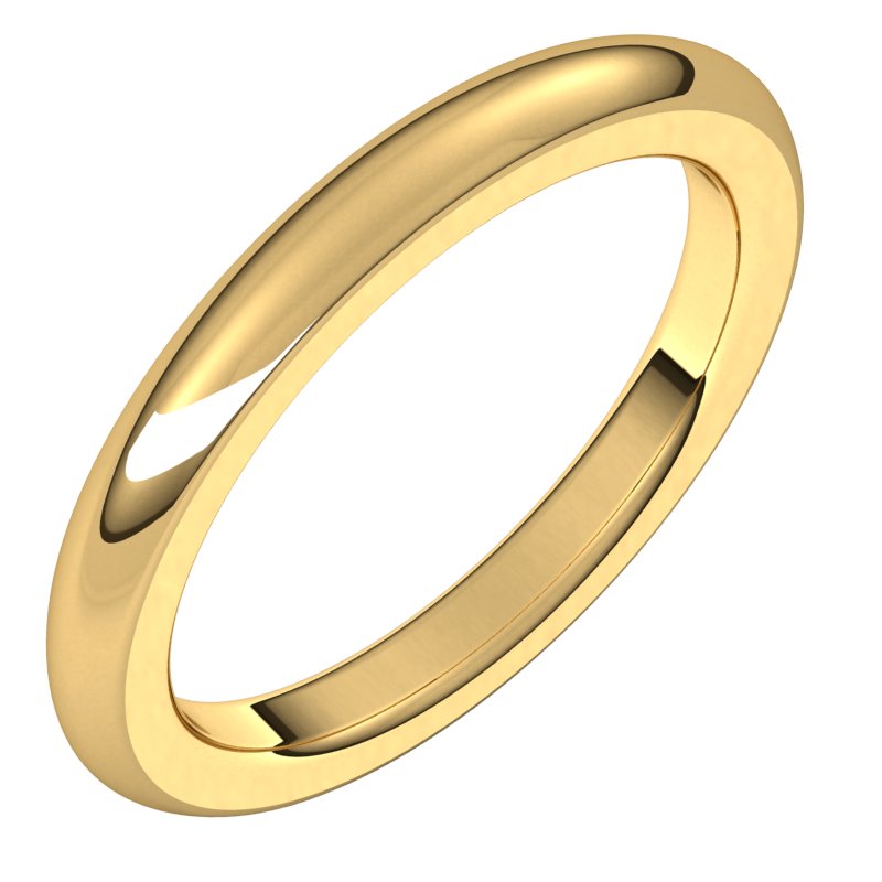 2.5mm half round wedding band in 14K Yellow Gold