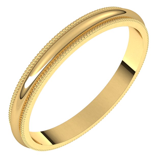 2.5mm milgrain half-round stacking ring in 14K Yellow Gold
