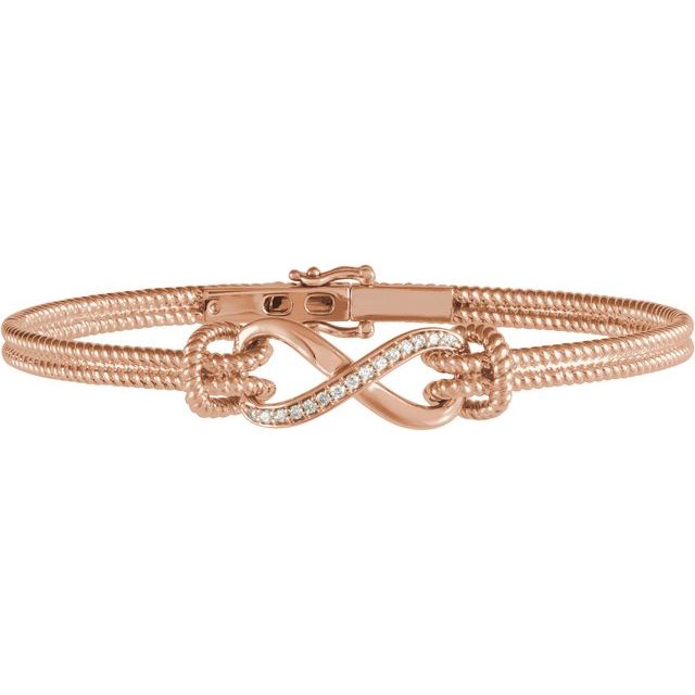 two-tone diamond bangle bracelet in 14k rose gold