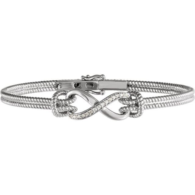 two-tone diamond bangle bracelet in 14k white gold