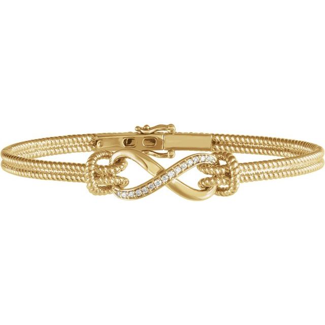 two-tone diamond bangle bracelet in 14k yellow gold