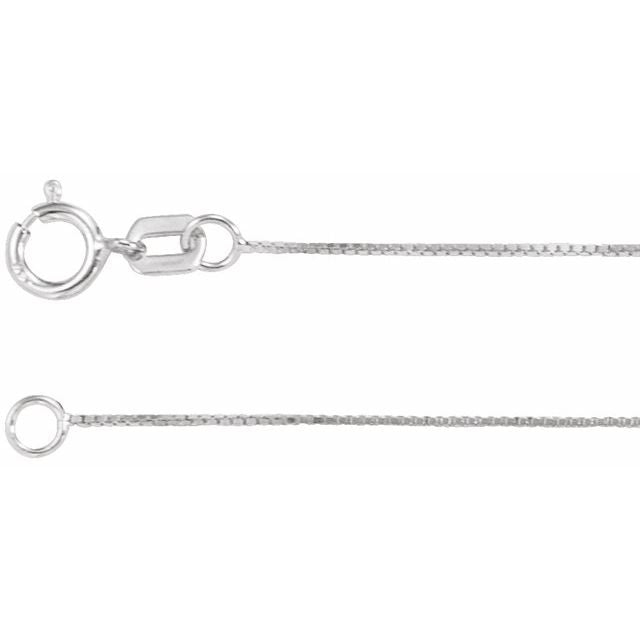 0.55mm box gold chain necklace in 14k white gold, 16 inch