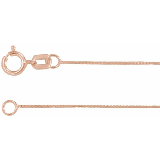 0.55mm box gold chain necklace in 14k rose gold, 16 inch