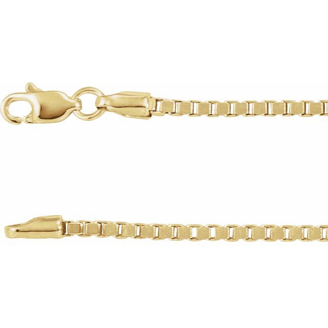 0.75mm box gold chain necklace in 14k yellow gold, 16 inch