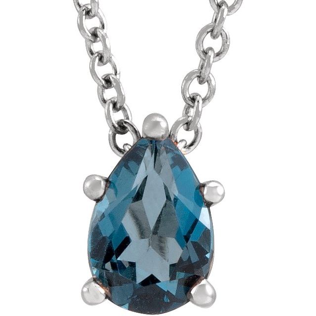 pear london blue topaz necklace in 14k white gold