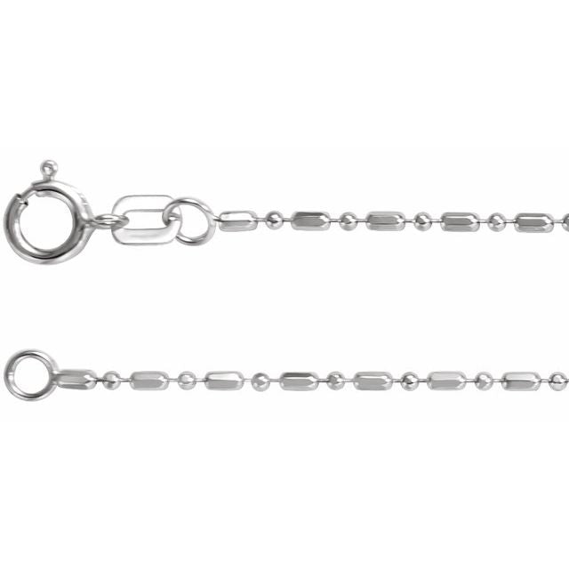 1.15mm hollow diamond-cut bead chain necklace in 14k white gold, 16"