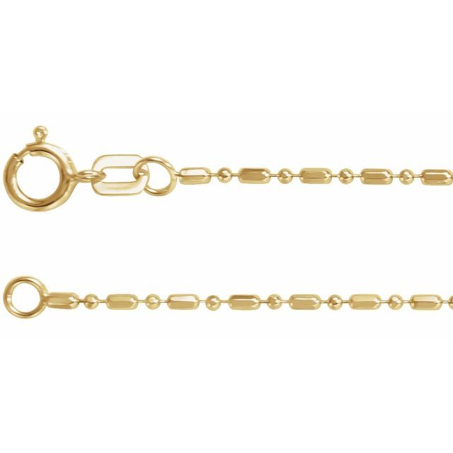 1.15mm hollow diamond-cut bead chain necklace in 14k yellow gold, 16"